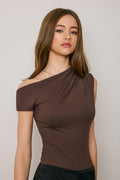 One Shoulder Bodysuit - Espresso