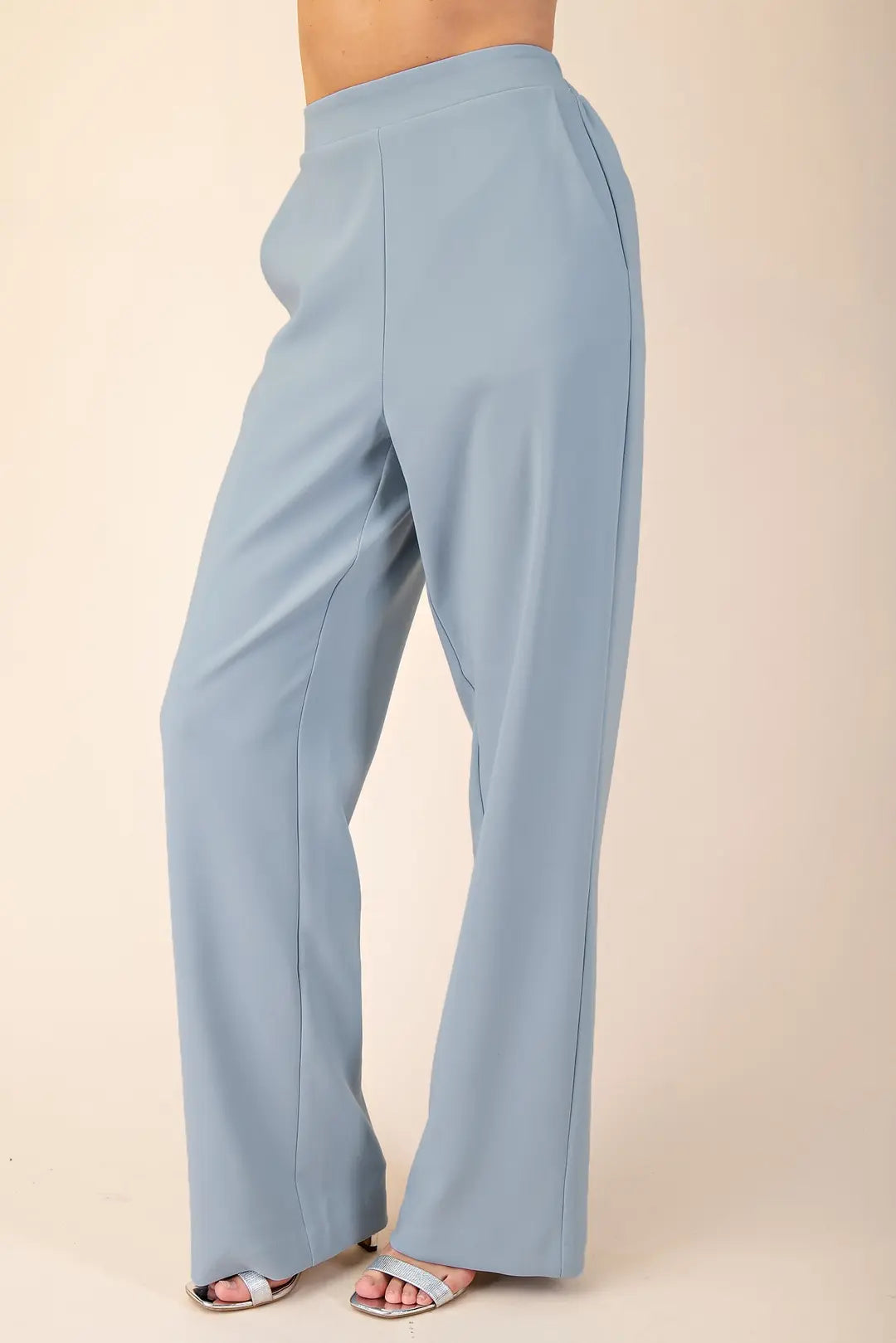 Buttoned Vest Top and High Rise Wide Leg Pants Set
