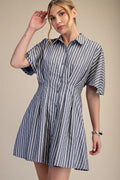 Short Sleeve Belted Shirt Dress