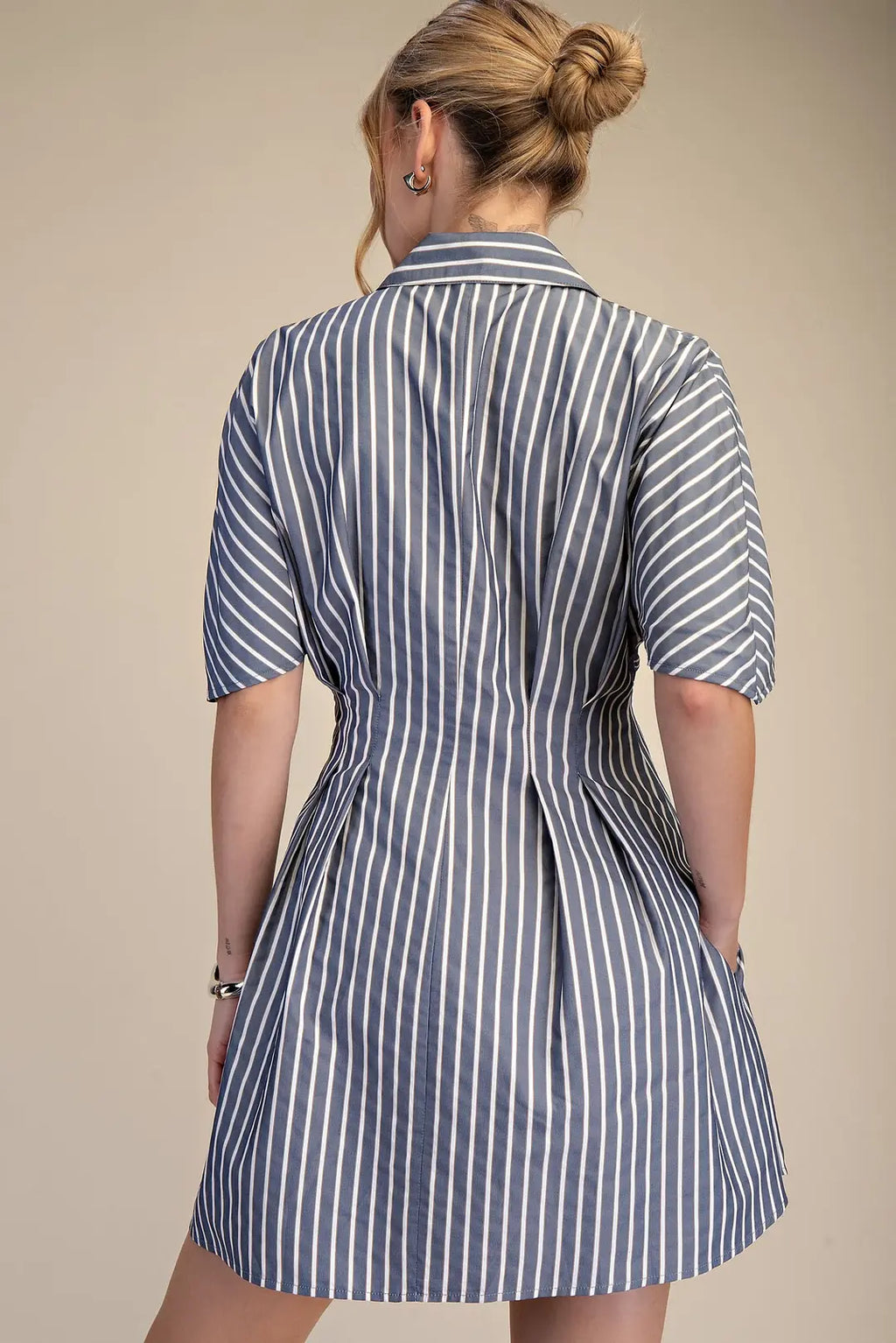 Short Sleeve Belted Shirt Dress