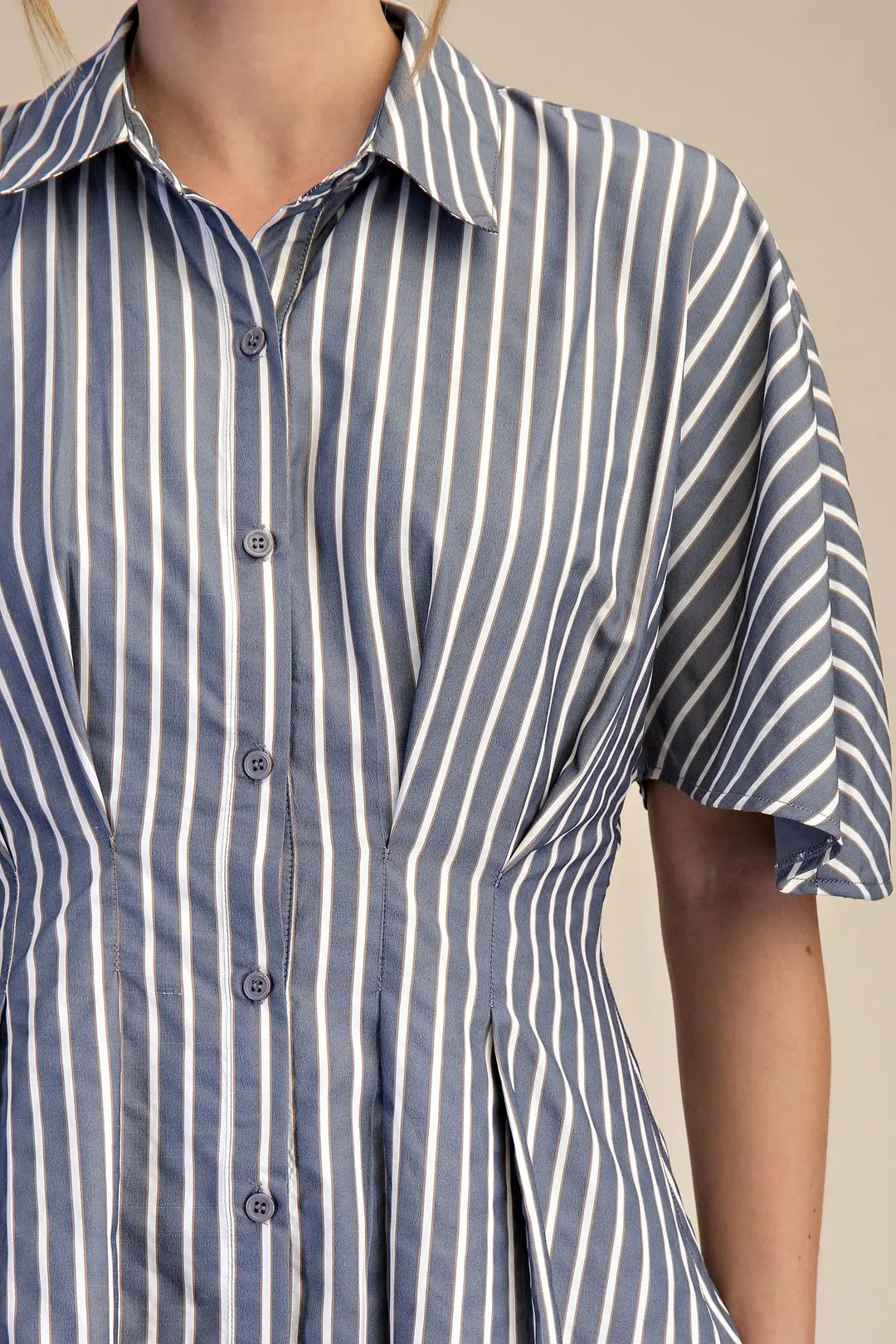 Short Sleeve Belted Shirt Dress