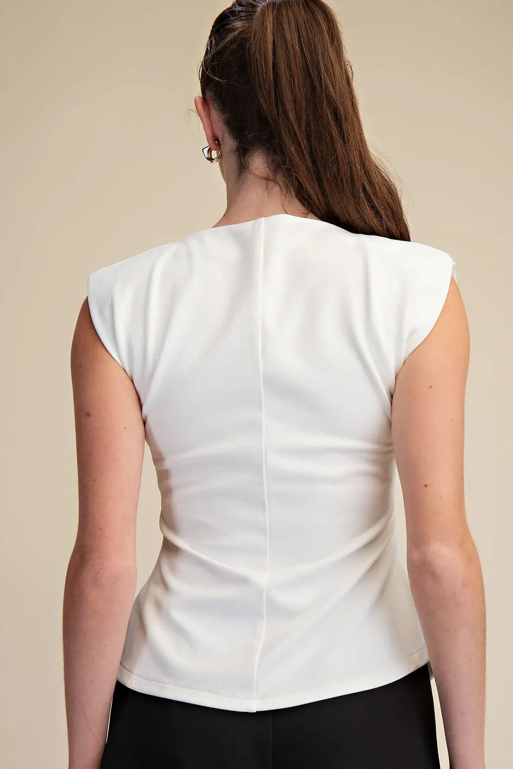 Sleveless Peplum Shoulder Pad Basic Top
