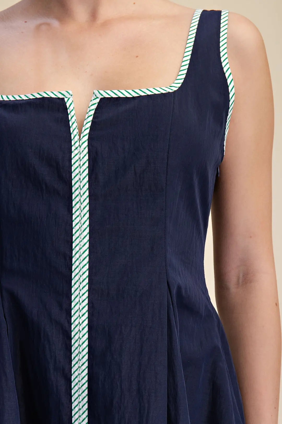 Square Neck Sleeveless Waist Midi Dress