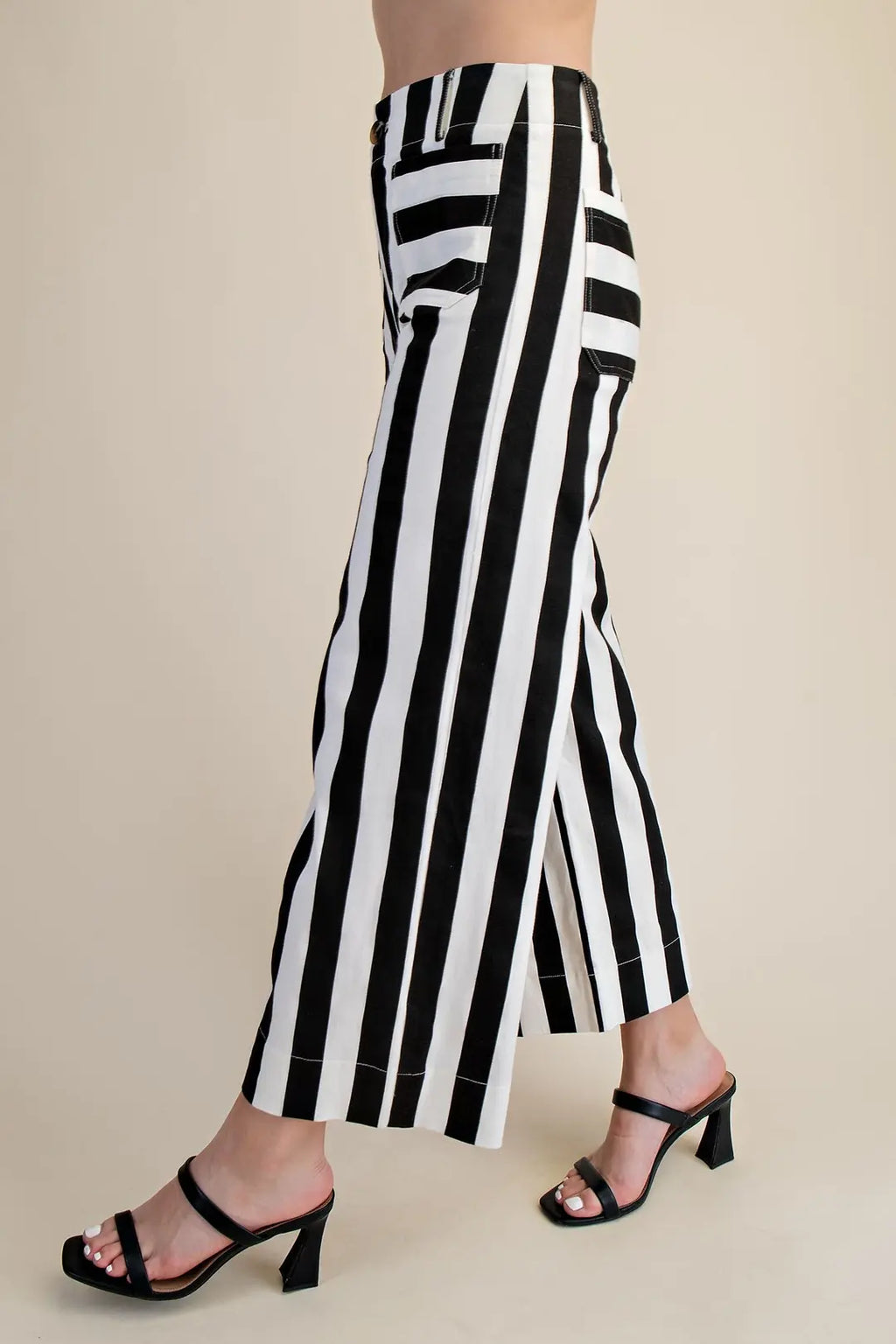 Collette Cropped Wide-Leg Stripe Pants