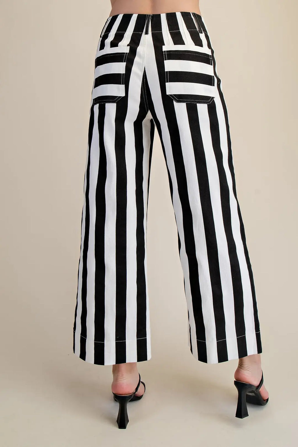 Collette Cropped Wide-Leg Stripe Pants