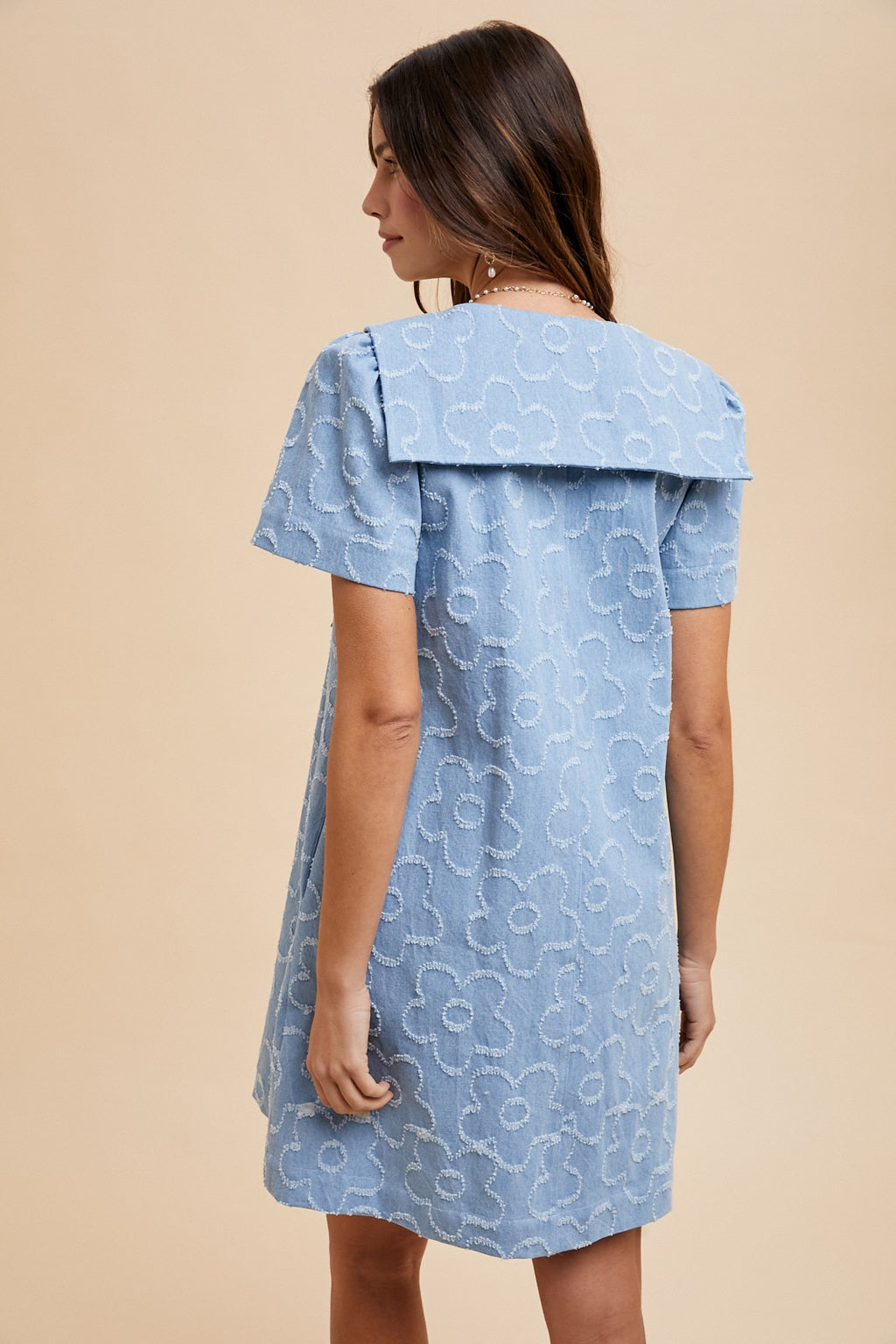 Flower Texture Denim Mini Dress