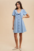 Flower Texture Denim Mini Dress
