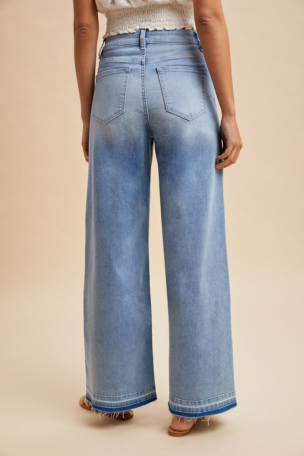 Comfort Stretch Patchwork Wide Leg Jeans
