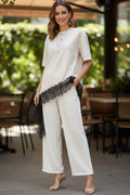 Solid Cotton With Lace Detai TShirts