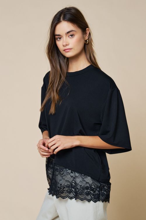 Knit Jersy Top with Lace