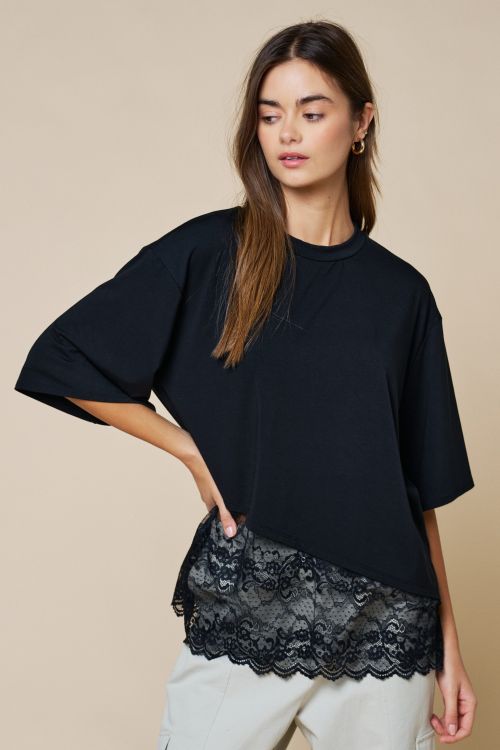 Knit Jersy Top with Lace