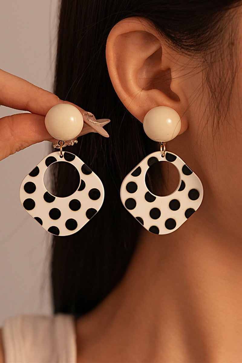 Polka Dot Square Geometric Earrings