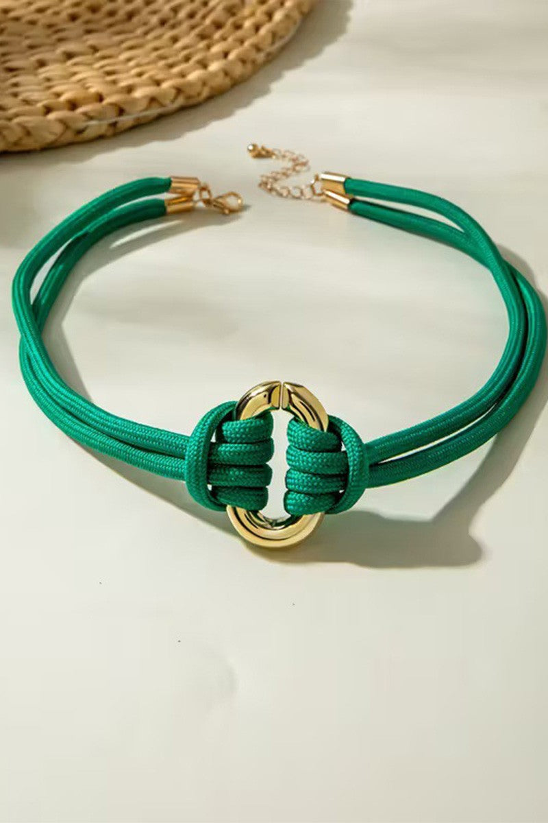 Boho Woven Colorblock Necklace