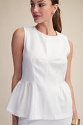 Round Neck Stitch Detail Peplum Top