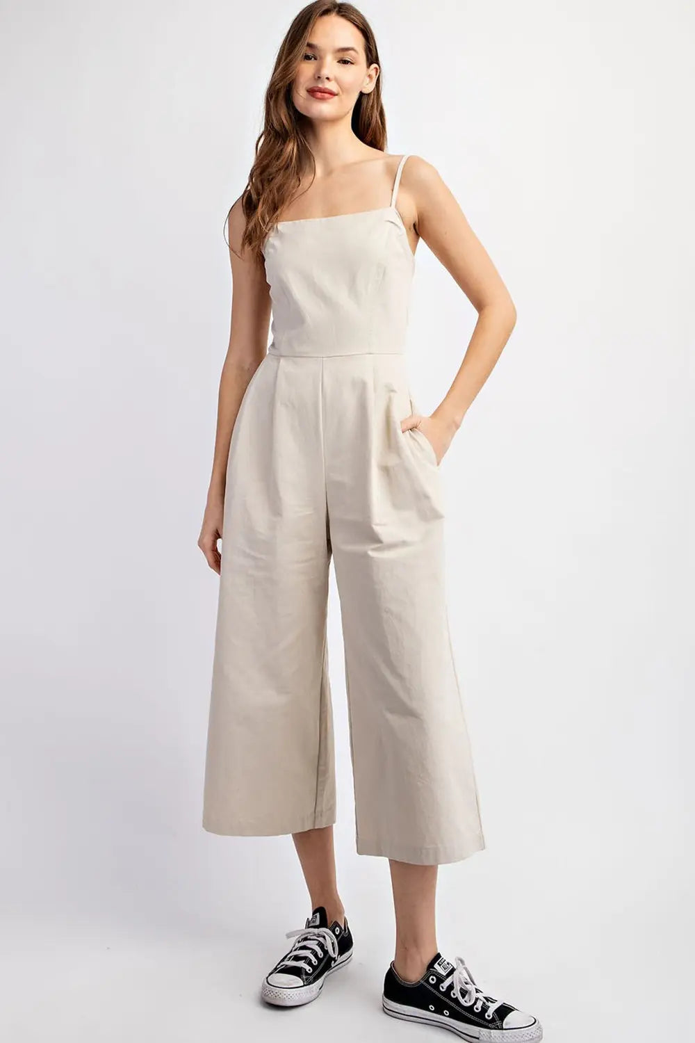 Wide Leg Jumpsuit with a Square Neckline