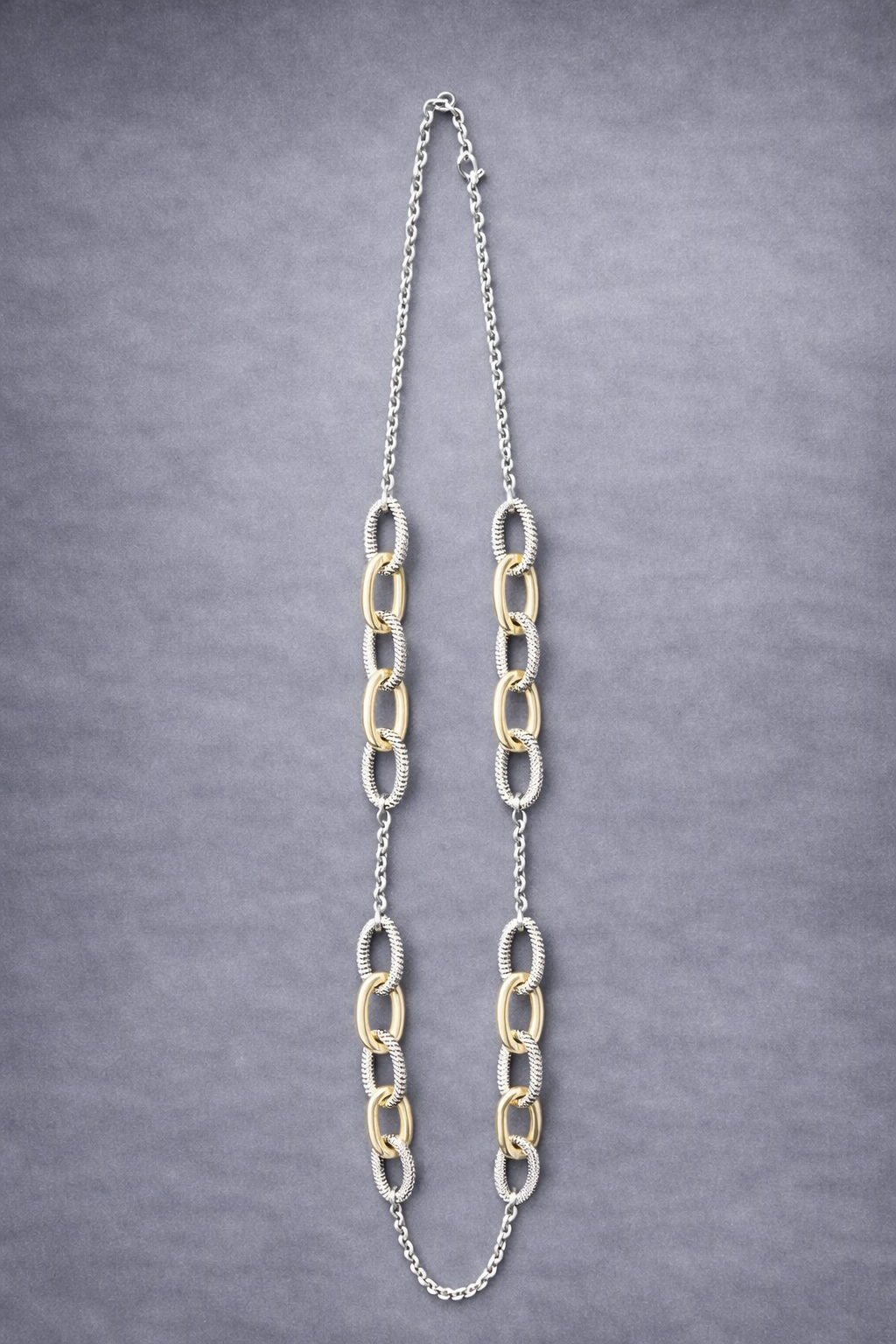 Five Hoops \ Two Tones Long Necklace