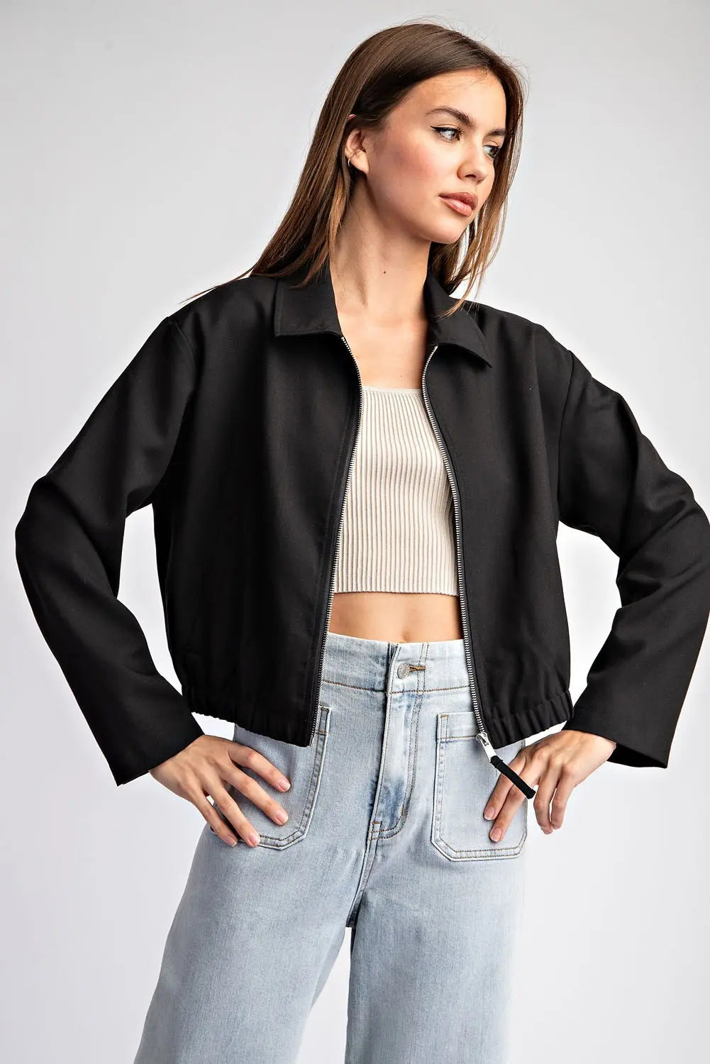Cropped zip-up Jacket