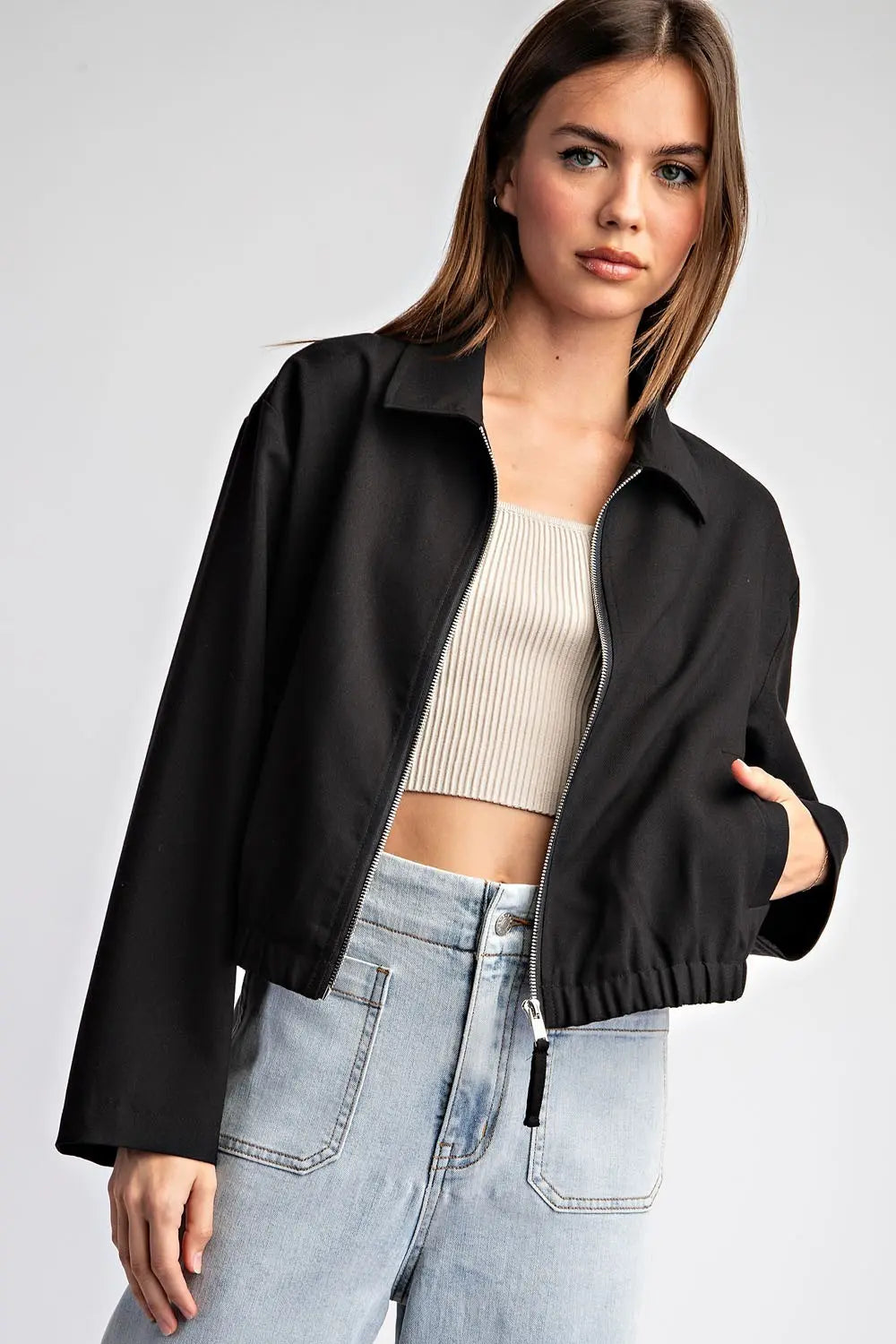 Cropped zip-up Jacket