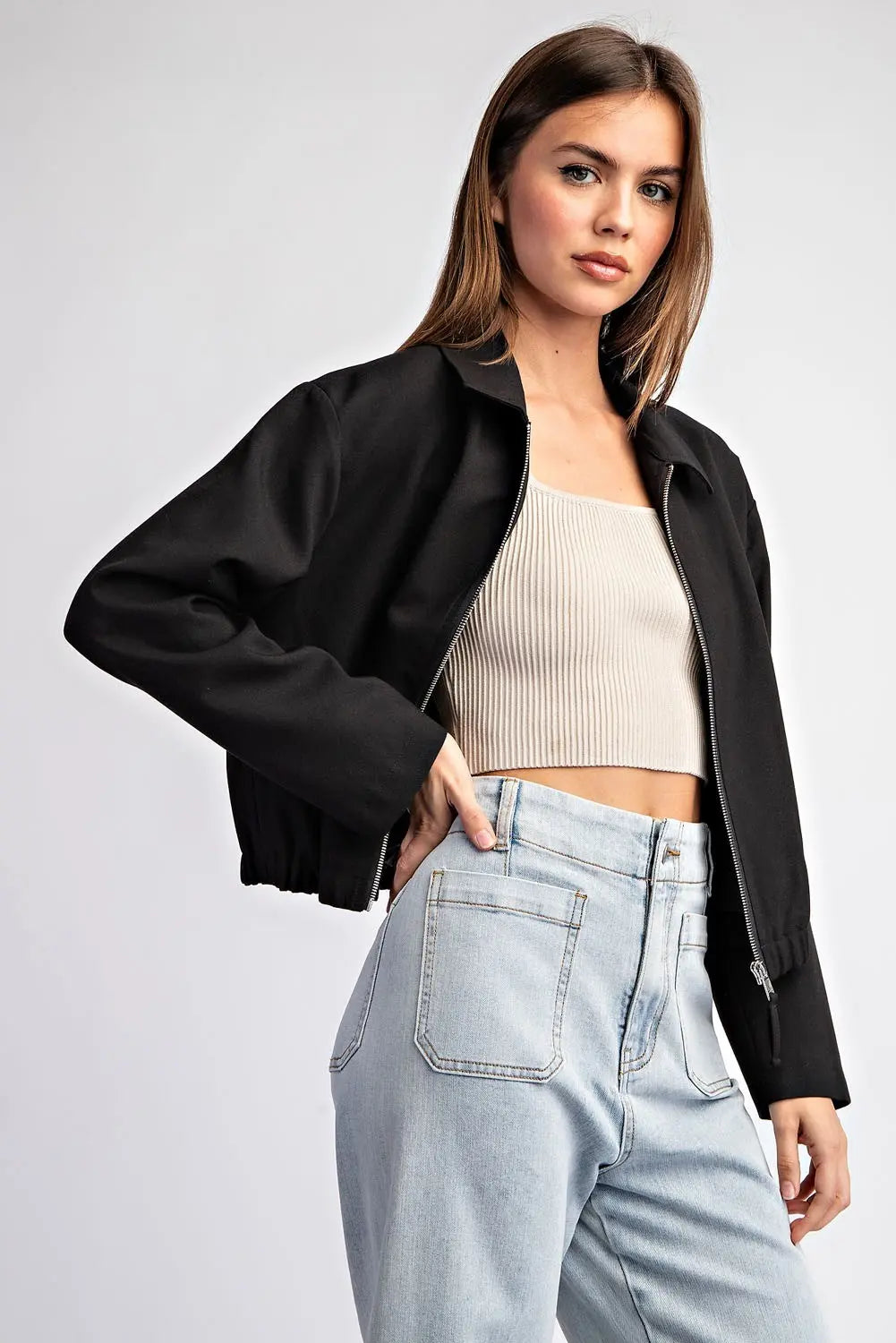 Cropped zip-up Jacket