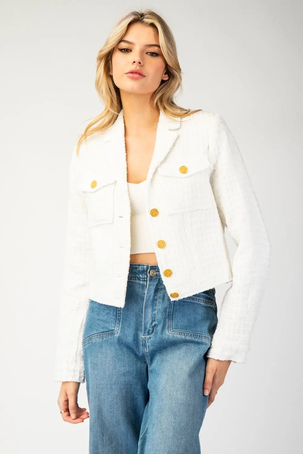 Textured Cropped Jacket