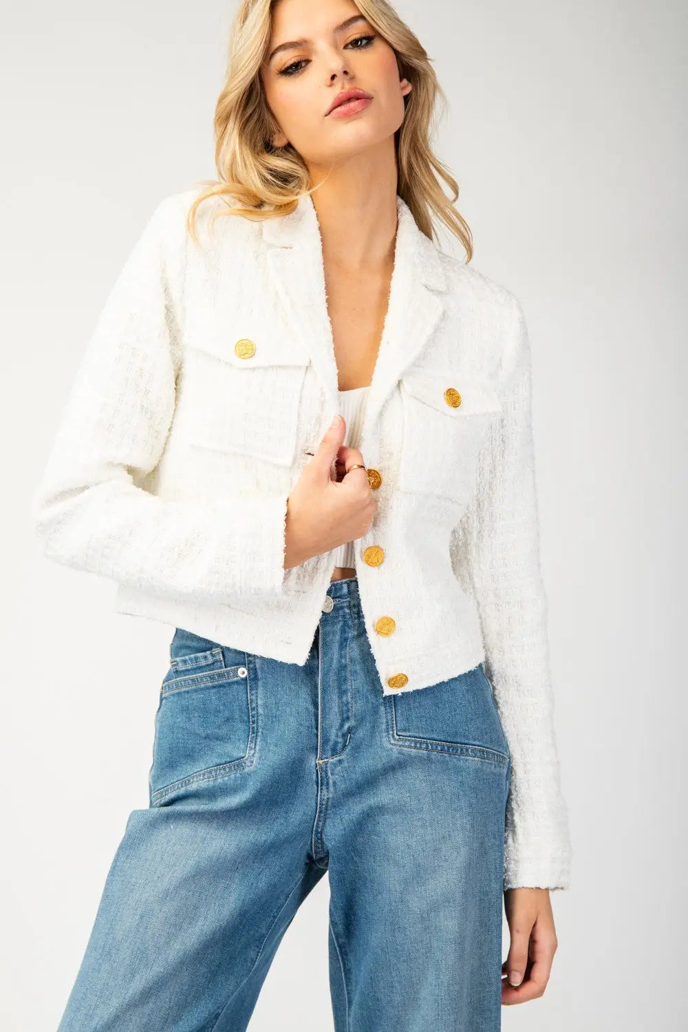 Textured Cropped Jacket