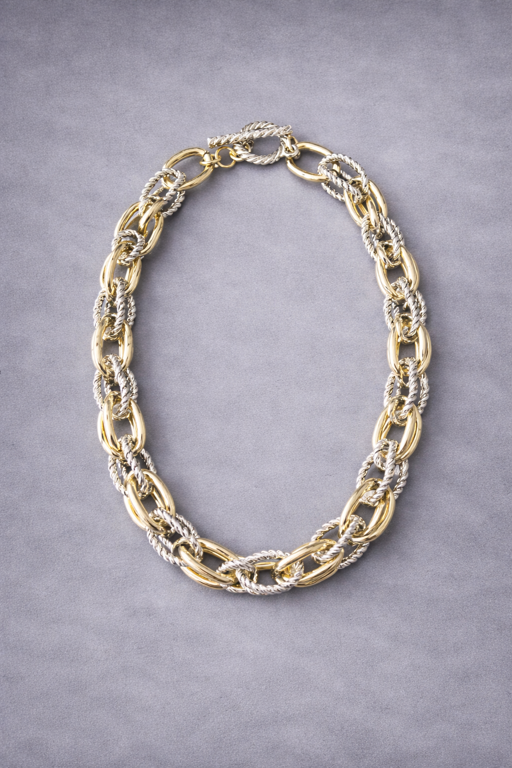 Multi hoops \ two tones short necklace