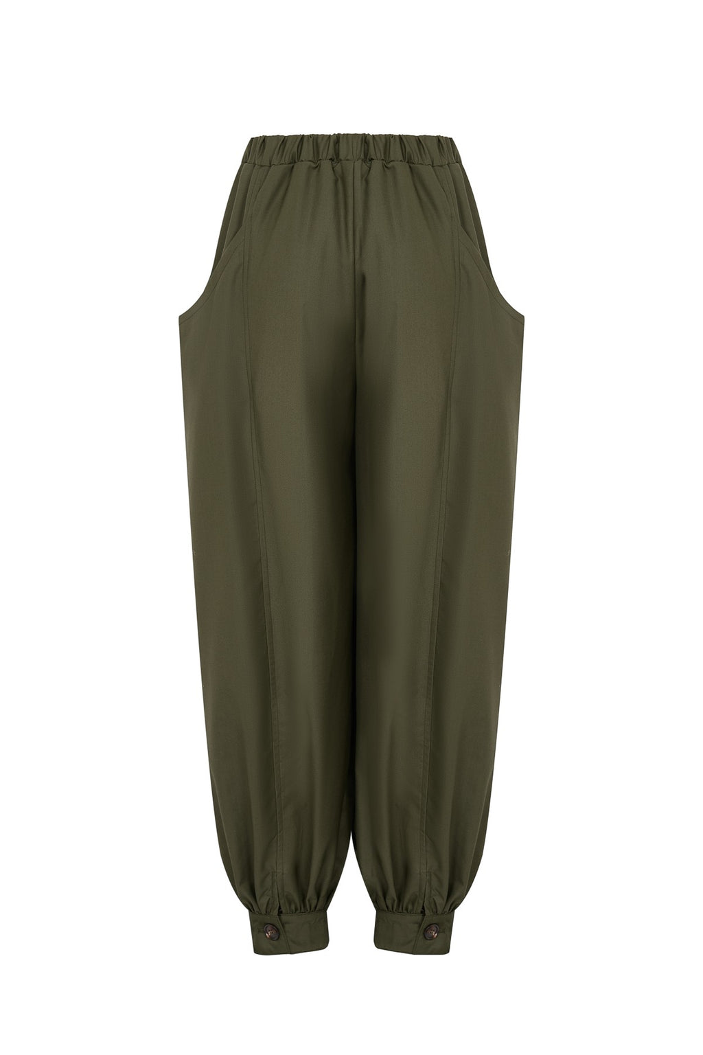 Sleeveless belted top with wide-leg draped pants