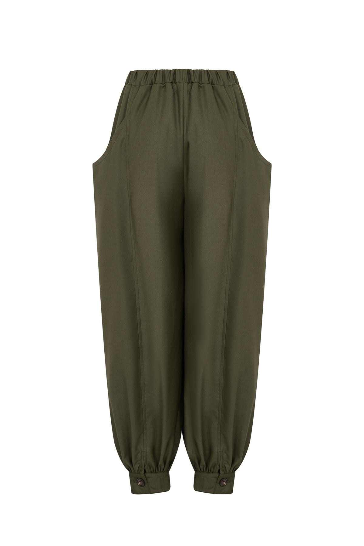 Sleeveless belted top with wide-leg draped pants