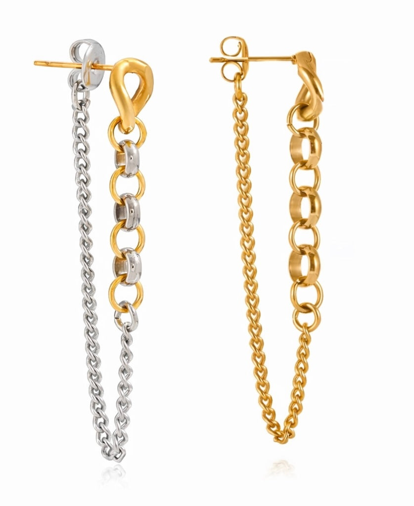 Chain Drop Earrings Gold and Two-Tone