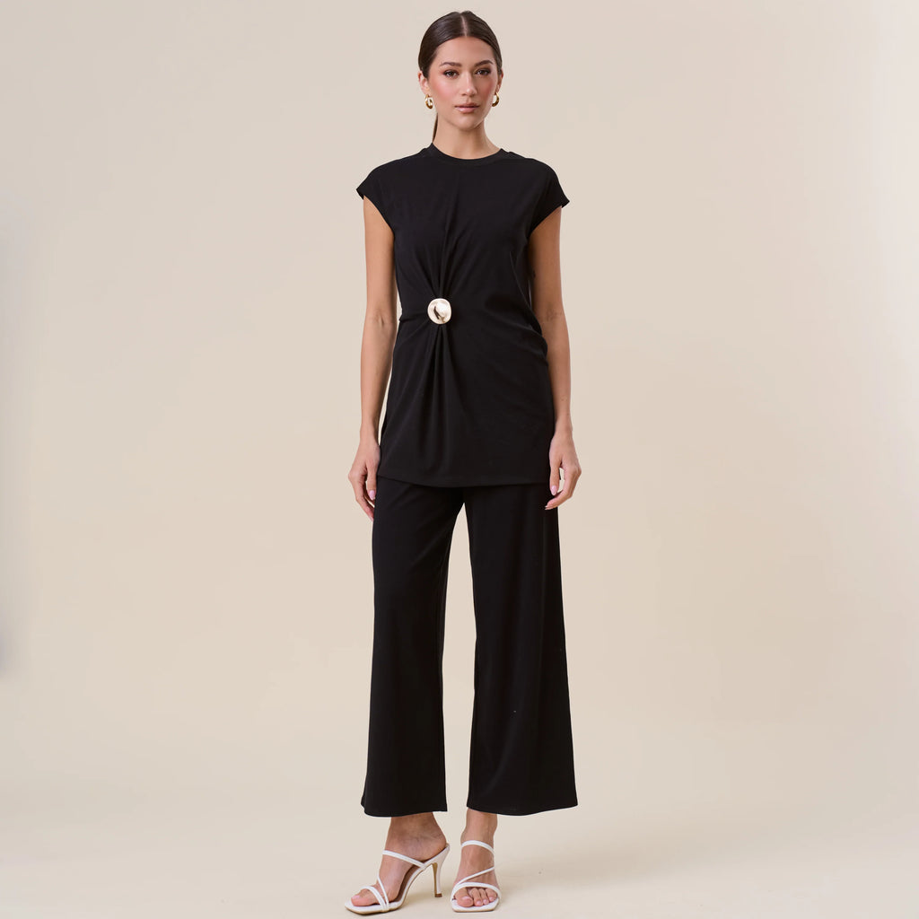 Black Top & Wide-Leg Pants Set