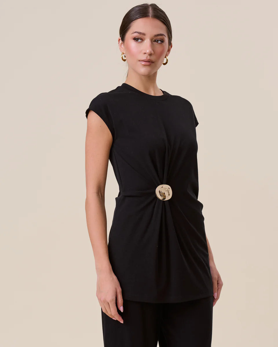 Black Top & Wide-Leg Pants Set