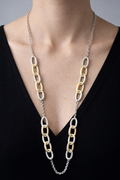 Five Hoops \ Two Tones Long Necklace
