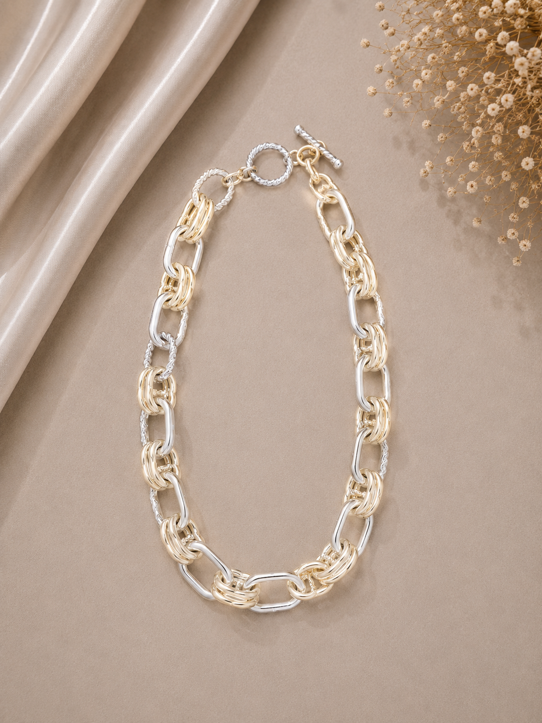 Two-Tone Statement Link Necklace