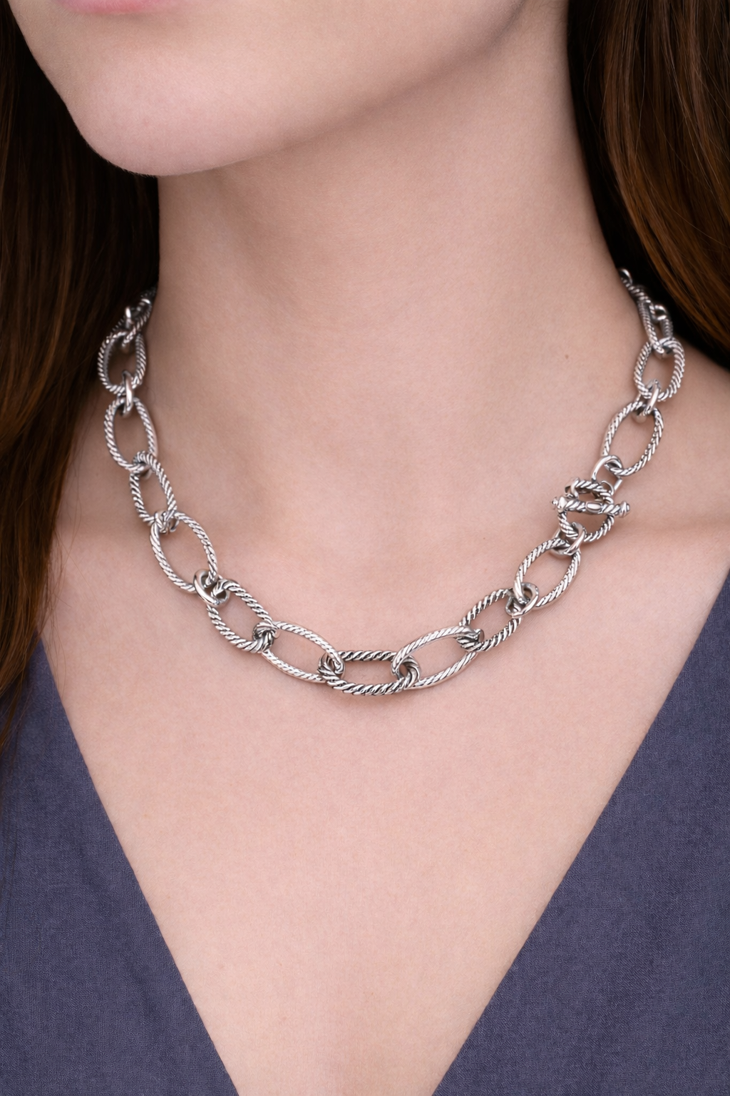 Multi hoops \ one tone short necklace