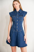 Denim Mini Dress with button front detail