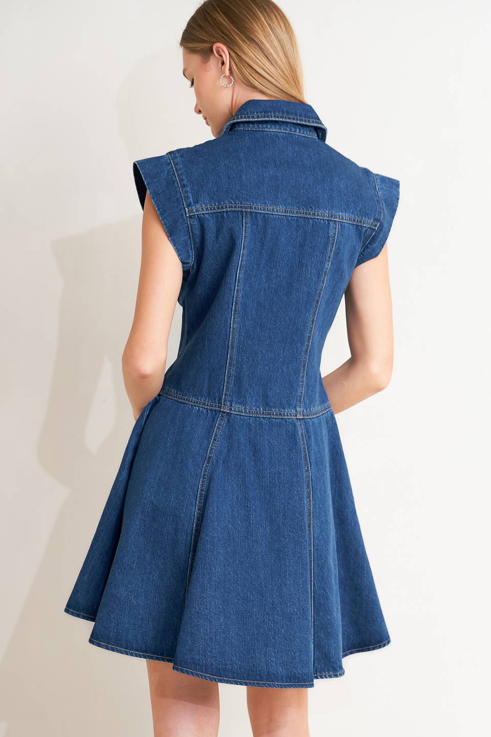 Denim Mini Dress with button front detail