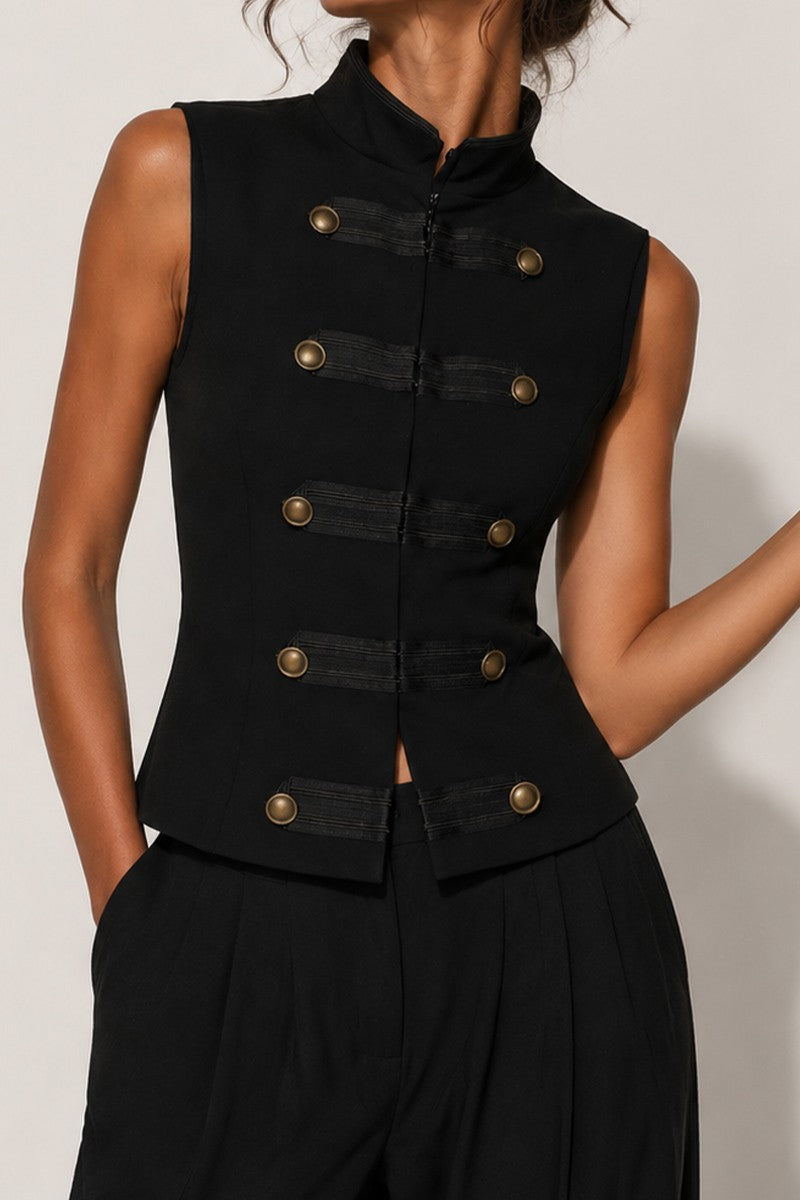 Vintage Double Breasted Stand Collar Vest