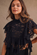 Sheer Floral Lace Cropped Blouse
