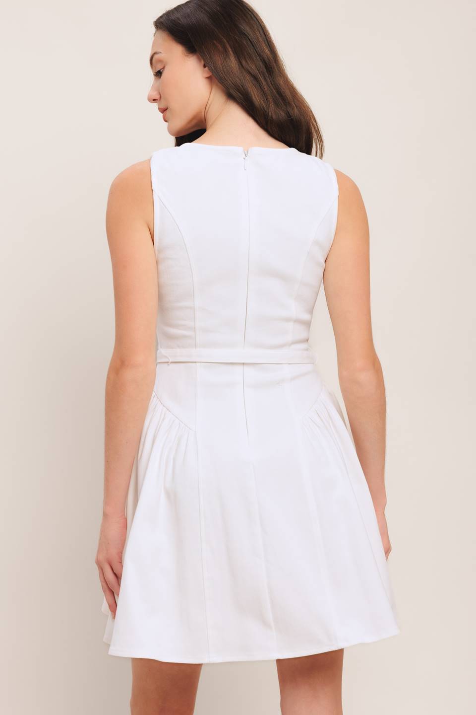 Sleeveless Mini Dress with Gold Button Detail