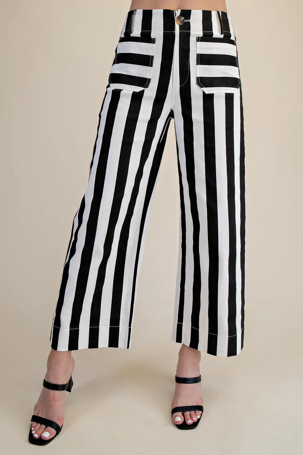 Collette Cropped Wide-Leg Stripe Pants