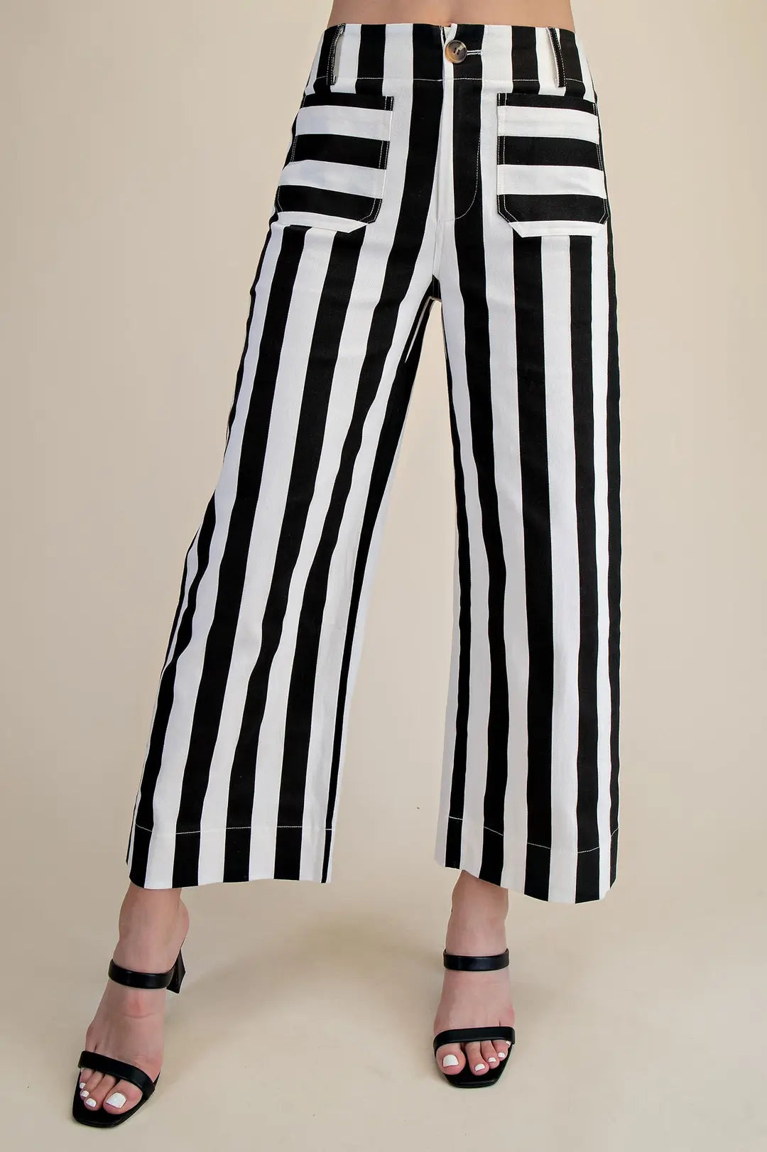 Collette Cropped Wide-Leg Stripe Pants
