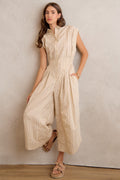 Sleeveless Wide Leg Stripe Jumpsuit