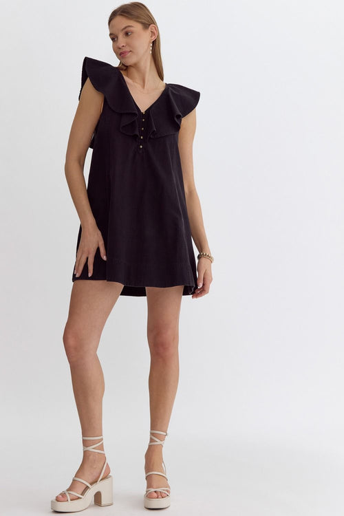 Black Ruffle Mini Dress