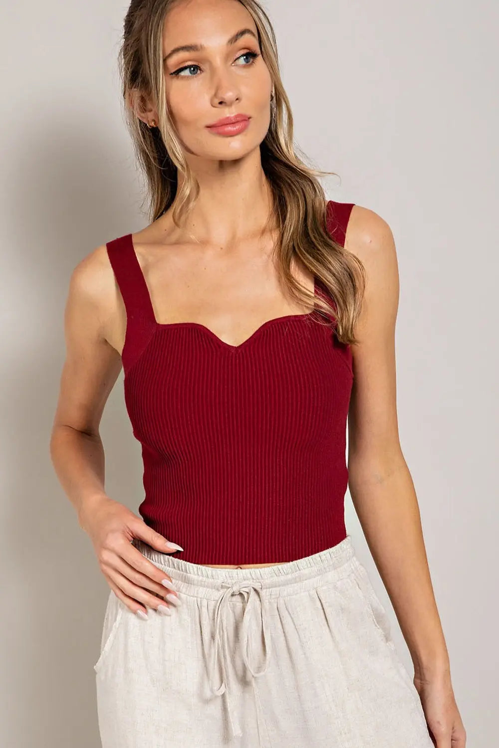 Sweetheart Neck Knit Tank