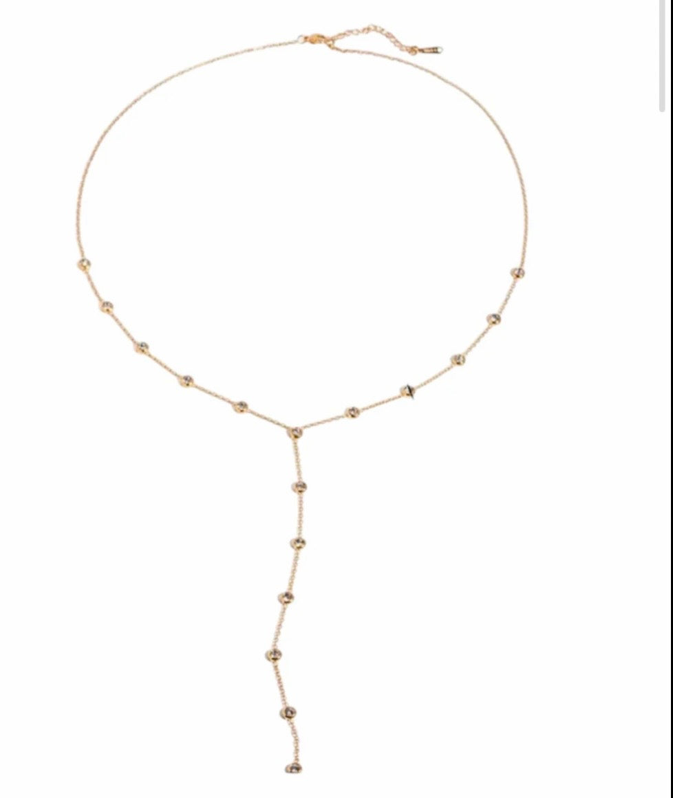 Gold Beaded Y Necklace