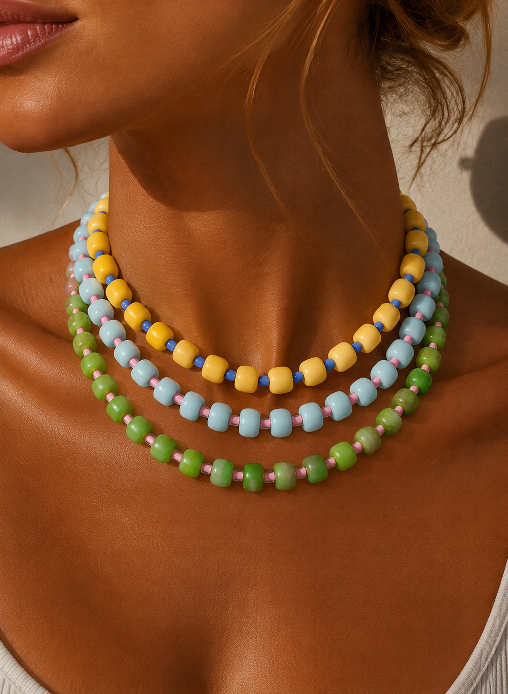 Resin Beaded Colorblock Necklace