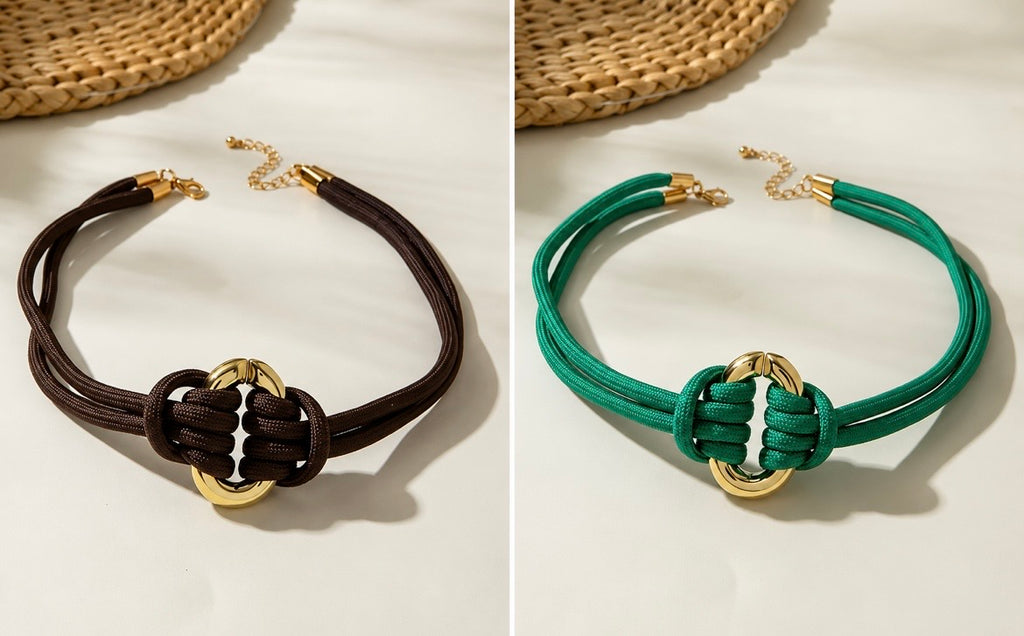 Boho Woven Colorblock Necklace