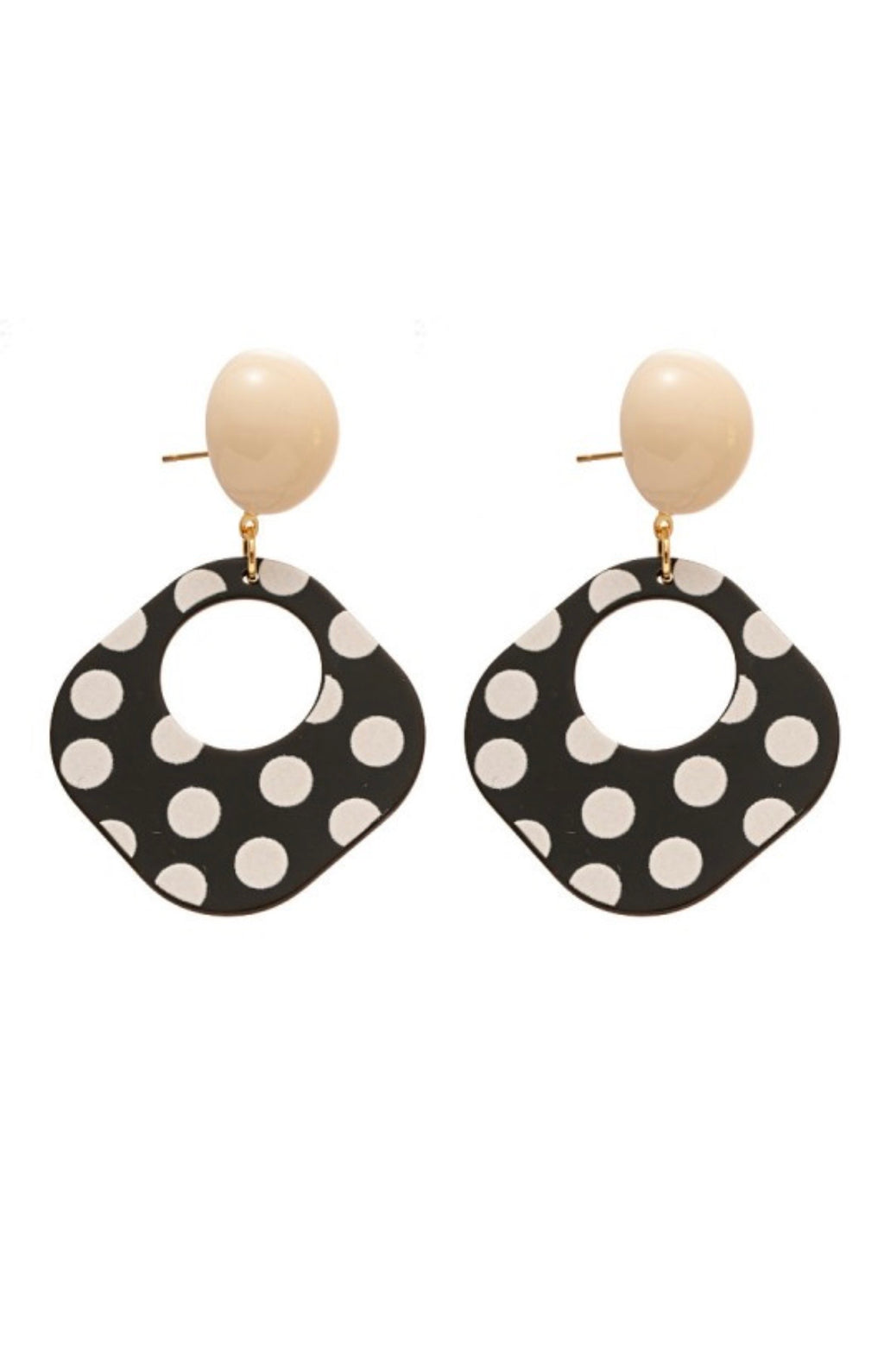 Polka Dot Square Geometric Earrings