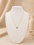 Gold Necklace with Light Blue Stone Pendant