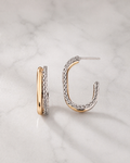 Two-Tone Textured Hoop Earrings